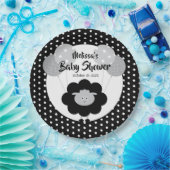 白黒ラムキュート甘い赤モダンちゃんシャワー ペーパープレート (パーティー)