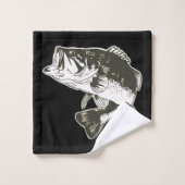 白黒ラルゲムース魚釣りスポーツメンズ バスタオルセット (ウォッシュタオル)