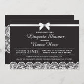 白黒ランジェリーブライダルシャワーレース招待状 招待状 (正面/裏面)
