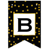 白黒ランダム金ゴールドドットパテ結婚ン バンティングフラッグ (第1の旗)