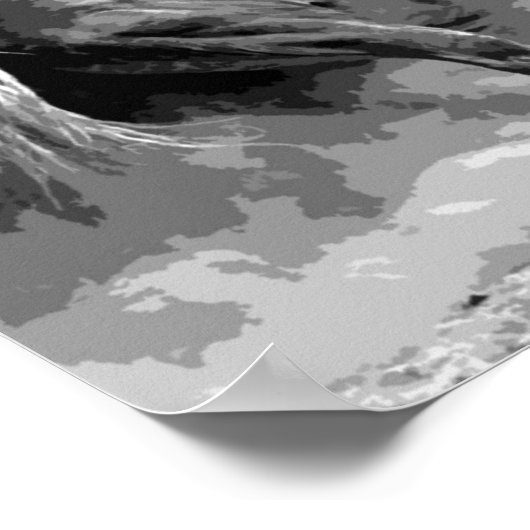 白黒ランニングの馬のオブジェやる気を起こさせるクト ポスター (角)