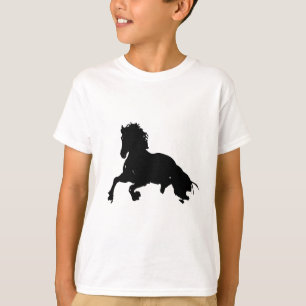 白黒ランニングの馬のシルエット Tシャツ