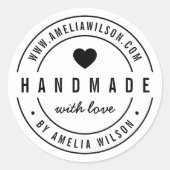 白黒ラヴはっきりしたィーハート手作り ラウンドシール (正面)