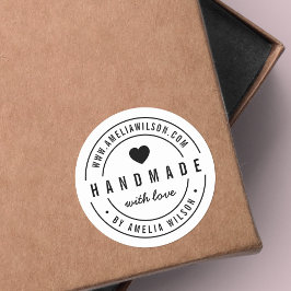 白黒ラヴはっきりしたィーハート手作り ラウンドシール