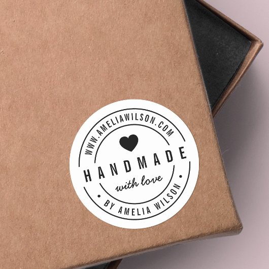 白黒ラヴはっきりしたィーハート手作り ラウンドシール