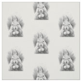 白黒リスのポートレート ファブリック (見本)