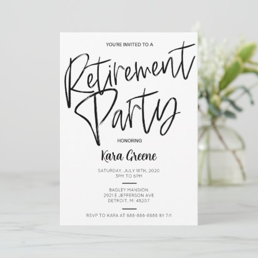 白黒リタイアミニマルメントパーティー 招待状 (スタンド正面)