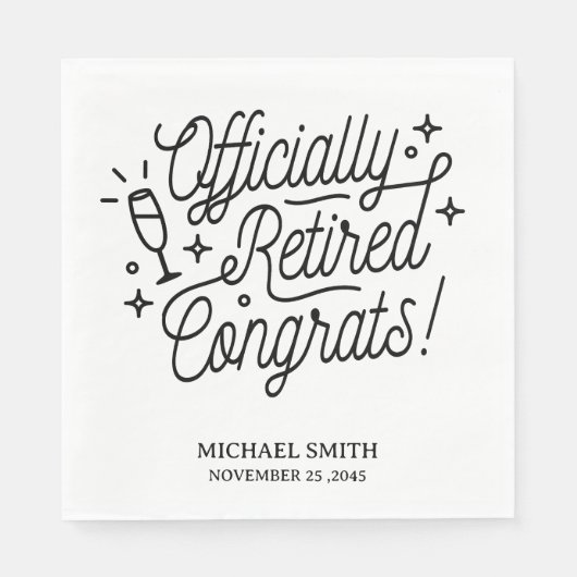白黒リタイアメントパーティーナプキンス スタンダードランチョンナプキン (正面)