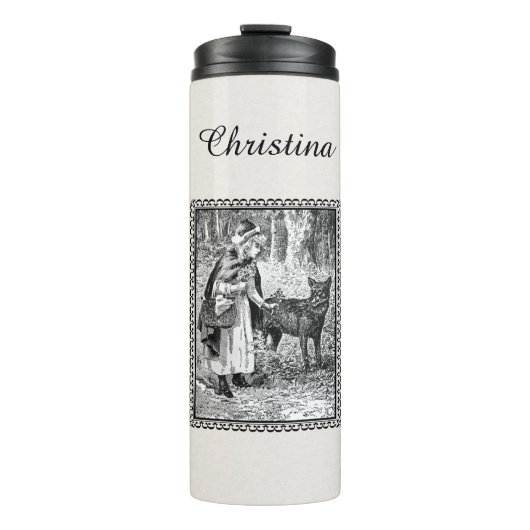 白黒リトルレッド乗馬フードバスケットウルフ タンブラー (正面)