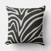 白黒リネンのテクスチャプリントゼブラストライプ クッション (正面)