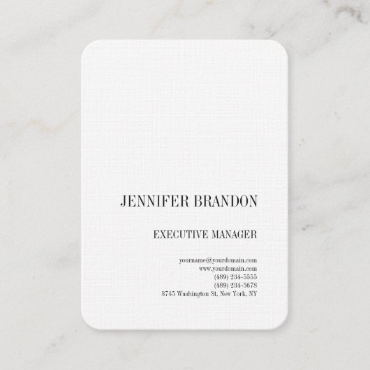 白黒リネンミニマルモダンリストプレーン 名刺 (正面)