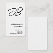 白黒リネンモノグラムミニマルモダンリストプレーン 名刺 (正面/裏面)