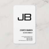 白黒リネンモノグラムミニマルモダンリストプレーン 名刺 (正面)