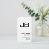 白黒リネンモノグラムミニマルモダンリストプレーン 名刺 (スタンド正面)