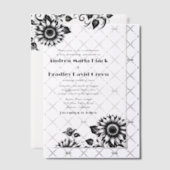 白黒リノカットひまわり結婚の花 ベラム紙招待状 (オフセット (招待状))