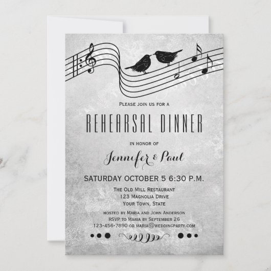 白黒リハーサルディナー招待状 招待状 (正面)
