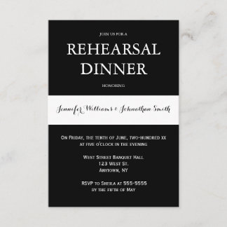 白黒リハーサルモダンディナー招待状 招待状