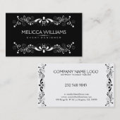 白黒リバーシブルフローラレース要素 名刺 (正面/裏面)