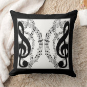 白黒リバーシブル鏡画像ミュージック クッション (ブランケット)