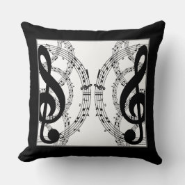 白黒リバーシブル鏡画像ミュージック クッション
