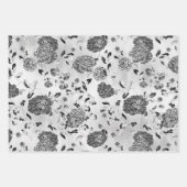 白黒リバースダリアスフローラつる植物  ラッピングペーパーシート (正面3)