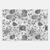 白黒リバースダリアスフローラつる植物  ラッピングペーパーシート (正面)