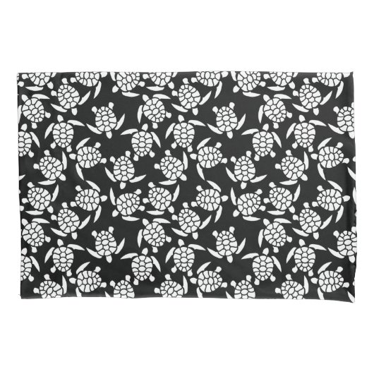 白黒リピート模様 |ウミガメ模様 枕カバー (正面)