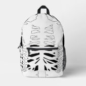 白黒リブ骨格 プリントバックパック (正面)