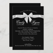 白黒リボンボウ結婚ズ 招待状 (正面/裏面)