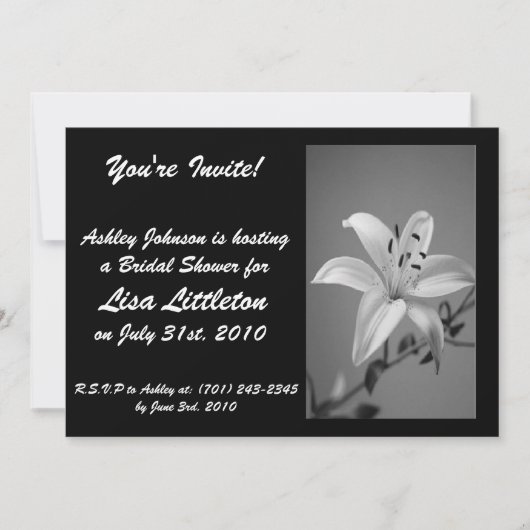 白黒リリーシャワー招待状 招待状 (正面)
