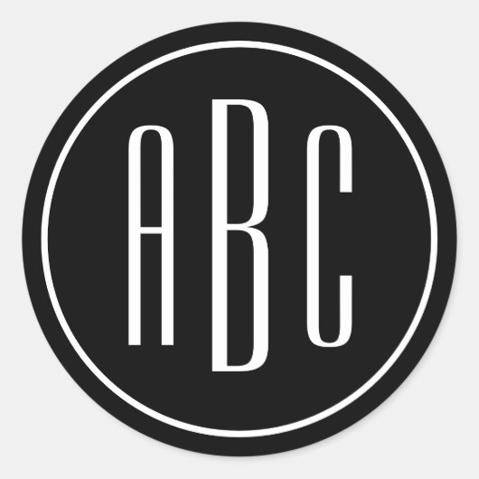 白黒リングや輪シンプル3文字 ラウンドシール (正面)