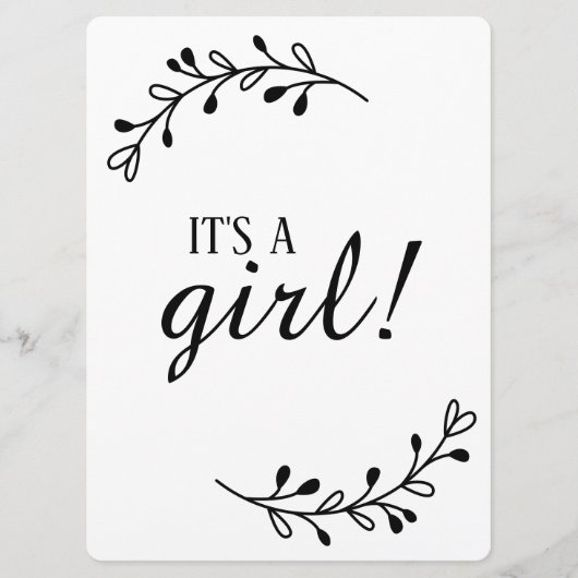 白黒リース妊娠ジェンダー写真サイン (正面)