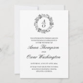 白黒リース、結婚式招待状カード 招待状 (正面)