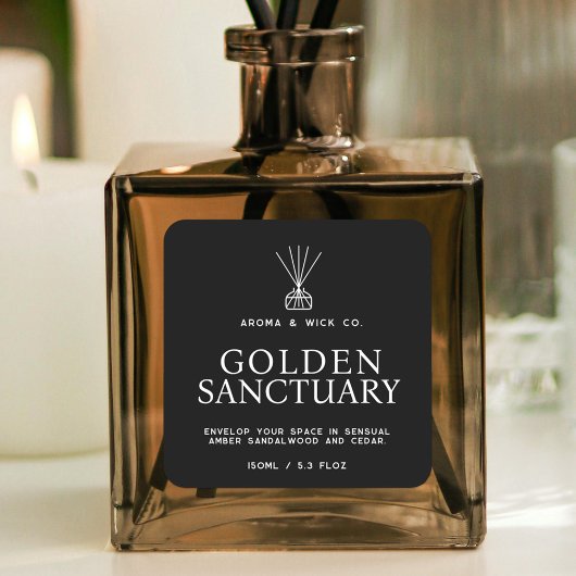 白黒リードシンプルディフューザラベル スクエアシール