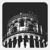 白黒リーニングタワーオブピサイタリア スクエアシール (正面)