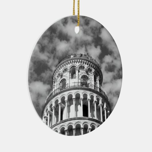 白黒リーニングタワーオブピサイタリア セラミックオーナメント (右)