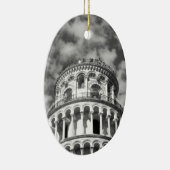 白黒リーニングタワーオブピサイタリア セラミックオーナメント (右)