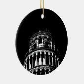 白黒リーニングタワーオブピサイタリア セラミックオーナメント (右)