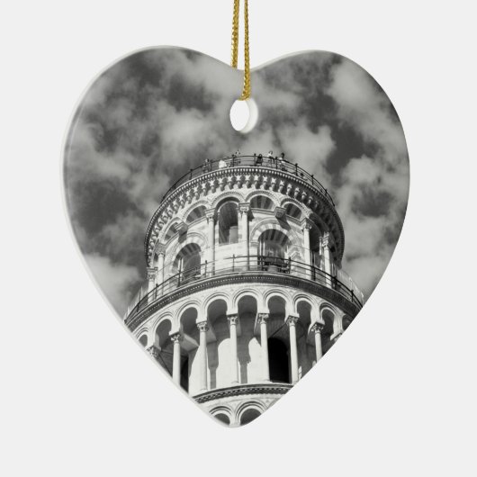 白黒リーニングタワーオブピサイタリア セラミックオーナメント (右)