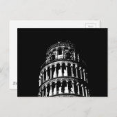 白黒リーニングタワーオブピサイタリア ポストカード (正面/裏面)