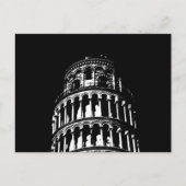 白黒リーニングタワーオブピサイタリア ポストカード (正面)