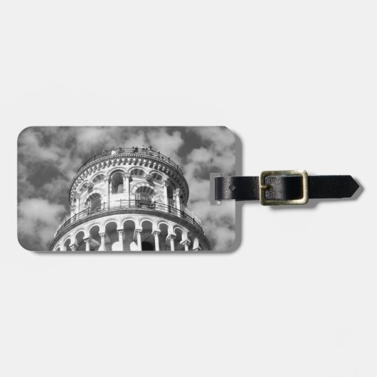 白黒リーニングタワーオブピサイタリア ラゲッジタグ (正面横)