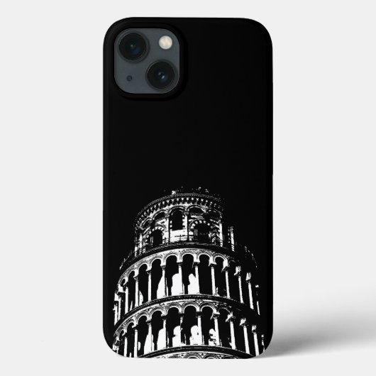 白黒リーニングタワーオブピサイタリア Case-Mate iPhoneケース (裏面)