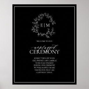 白黒リーピークレストモノグラムのプラグが外結婚れている ポスター