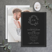 白黒リーピークレストモノグラムフォト結婚ズ 招待状