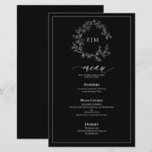 白黒リーピークレストモノグラム結婚のメニュー (正面/裏面)