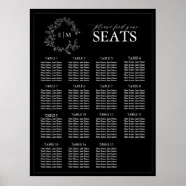 白黒リーピークレストモノグラム結婚の座席 ポスター