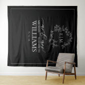 白黒リーピークレストモノグラム結婚ズ タペストリー (インサイチュ(横))