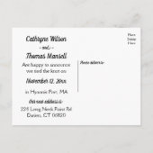 白黒リーフたった今結婚しました結婚ズ離れ 案内ポストカード (裏面)