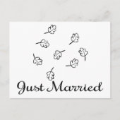 白黒リーフたった今結婚しました結婚ズ離れ 案内ポストカード (正面)